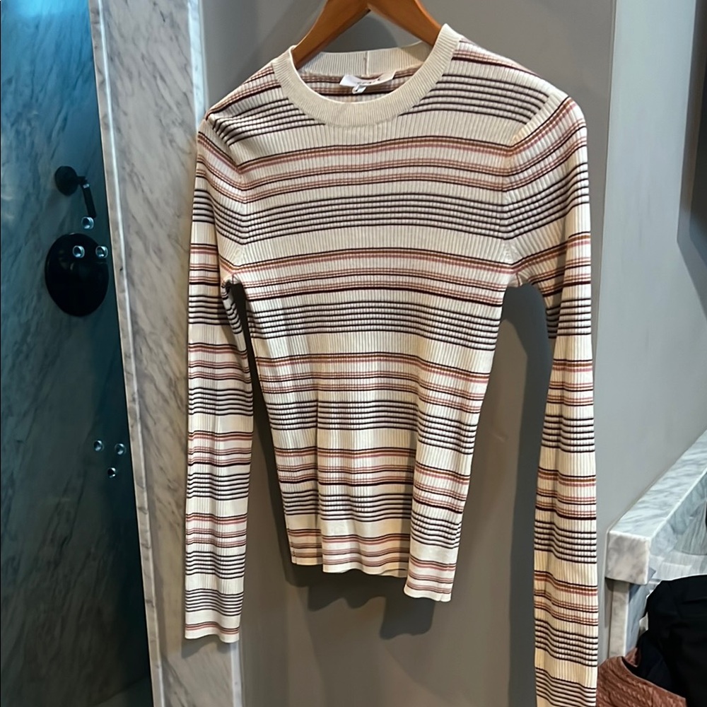 Striped Ribbed Knit Sweater